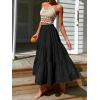 image:imageIDEALSANXUN Womens Gingham Maxi Skirts Elastic High Waisted Gingham Flowy Spring Summer Y2K Casual Boho Plaid SkirtBlack