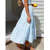 image:imageIDEALSANXUN Womens Gingham Maxi Skirts Elastic High Waisted Gingham Flowy Spring Summer Y2K Casual Boho Plaid SkirtLight Blue