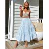 image:imageIDEALSANXUN Womens Gingham Maxi Skirts Elastic High Waisted Gingham Flowy Spring Summer Y2K Casual Boho Plaid SkirtLight Blue