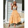 image:imageIDEALSANXUN Womens Gingham Maxi Skirts Elastic High Waisted Gingham Flowy Spring Summer Y2K Casual Boho Plaid SkirtOrange