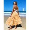 image:imageIDEALSANXUN Womens Gingham Maxi Skirts Elastic High Waisted Gingham Flowy Spring Summer Y2K Casual Boho Plaid SkirtOrange