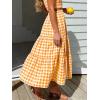 image:imageIDEALSANXUN Womens Gingham Maxi Skirts Elastic High Waisted Gingham Flowy Spring Summer Y2K Casual Boho Plaid SkirtOrange
