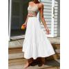 image:imageIDEALSANXUN Womens Gingham Maxi Skirts Elastic High Waisted Gingham Flowy Spring Summer Y2K Casual Boho Plaid SkirtWhite