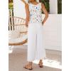 image:imageIDEALSANXUN Womens Linen Crop Tank Tops 2026 Spring Summer Beach Sleeveless TopsFloral Blue