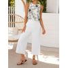 image:imageIDEALSANXUN Womens Linen Crop Tank Tops 2026 Spring Summer Beach Sleeveless TopsFloral Cream Black
