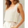 image:imageIDEALSANXUN Womens Linen Crop Tank Tops Cute Summer Sleeveless Cropped Cotton Linen TopsBeige