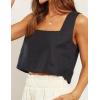 image:imageIDEALSANXUN Womens Linen Crop Tank Tops Cute Summer Sleeveless Cropped Cotton Linen TopsBlack