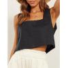 image:imageIDEALSANXUN Womens Linen Crop Tank Tops Cute Summer Sleeveless Cropped Cotton Linen TopsBlack