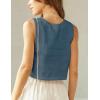image:imageIDEALSANXUN Womens Linen Crop Tank Tops Cute Summer Sleeveless Cropped Cotton Linen TopsGrey Blue