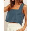 image:imageIDEALSANXUN Womens Linen Crop Tank Tops Cute Summer Sleeveless Cropped Cotton Linen TopsGrey Blue