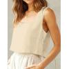 image:imageIDEALSANXUN Womens Linen Crop Tank Tops Cute Summer Sleeveless Cropped Cotton Linen TopsKhaki