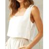 image:imageIDEALSANXUN Womens Linen Crop Tank Tops Cute Summer Sleeveless Cropped Cotton Linen TopsWhite