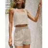 image:imageIDEALSANXUN Womens Linen Crop Tank Tops Summer Cute Sleeveless Square Neck Loose Fit Shirts BlousesBeige