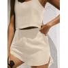 image:imageIDEALSANXUN Womens Linen Crop Tank Tops Summer Cute Sleeveless Square Neck Loose Fit Shirts BlousesBeige
