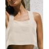 image:imageIDEALSANXUN Womens Linen Crop Tank Tops Summer Cute Sleeveless Square Neck Loose Fit Shirts BlousesBeige