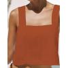 image:imageIDEALSANXUN Womens Linen Crop Tank Tops Summer Cute Sleeveless Square Neck Loose Fit Shirts BlousesBrick