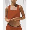 image:imageIDEALSANXUN Womens Linen Crop Tank Tops Summer Cute Sleeveless Square Neck Loose Fit Shirts BlousesBrick