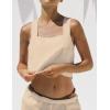 image:imageIDEALSANXUN Womens Linen Crop Tank Tops Summer Cute Sleeveless Square Neck Loose Fit Shirts BlousesKhaki