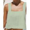 image:imageIDEALSANXUN Womens Linen Crop Tank Tops Summer Cute Sleeveless Square Neck Loose Fit Shirts BlousesLight Green