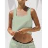 image:imageIDEALSANXUN Womens Linen Crop Tank Tops Summer Cute Sleeveless Square Neck Loose Fit Shirts BlousesLight Green