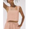image:imageIDEALSANXUN Womens Linen Crop Tank Tops Summer Cute Sleeveless Square Neck Loose Fit Shirts BlousesPink