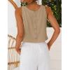 image:imageIDEALSANXUN Womens Scoop Neck Crop Tank Tops Spring Summer Sleeveless TopsDark Khaki