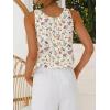 image:imageIDEALSANXUN Womens Scoop Neck Crop Tank Tops Spring Summer Sleeveless TopsFloral Beige