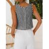 image:imageIDEALSANXUN Womens Scoop Neck Crop Tank Tops Spring Summer Sleeveless TopsPlaid Black