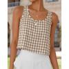 image:imageIDEALSANXUN Womens Scoop Neck Crop Tank Tops Spring Summer Sleeveless TopsPlaid Brown