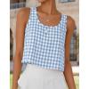 image:imageIDEALSANXUN Womens Scoop Neck Crop Tank Tops Spring Summer Sleeveless TopsPlaid Light Blue