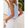 image:imageIDEALSANXUN Womens Scoop Neck Crop Tank Tops Spring Summer Sleeveless TopsPlaid Light Blue