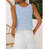 image:imageIDEALSANXUN Womens Scoop Neck Crop Tank Tops Spring Summer Sleeveless TopsPlaid Light Blue