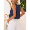 image:imageIDEALSANXUN Womens V Neck Cropped Linen Tank Tops Spring Summer Sleeveless ShirtsNavy