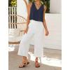 image:imageIDEALSANXUN Womens V Neck Cropped Linen Tank Tops Spring Summer Sleeveless ShirtsNavy