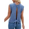 image:imageIDEALSANXUN Backless Sweater Vest for Women Spring Summer Tie Back Sleeveless Open Back Knit Tank TopsBlue