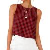image:imageIDEALSANXUN Womens Gingham Crop Tank Tops 2026 Spring Summer Sleeveless Vest TopDark Red