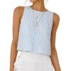 image:imageIDEALSANXUN Womens Gingham Crop Tank Tops 2026 Spring Summer Sleeveless Vest TopStriped Light Blue