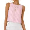 image:imageIDEALSANXUN Womens Gingham Crop Tank Tops 2026 Spring Summer Sleeveless Vest TopStriped Pink
