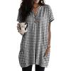 image:imageIDEALSANXUN Womens Gingham Dress Spring Summer Beach Casual Short Sleeve Plaid Mini DressesBlack