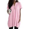 image:imageIDEALSANXUN Womens Gingham Dress Spring Summer Beach Casual Short Sleeve Plaid Mini DressesPink