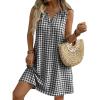 image:imageIDEALSANXUN Womens Gingham Dress Spring Summer Button Down Sleeveless Midi A Line DressBlack