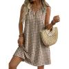 image:imageIDEALSANXUN Womens Gingham Dress Spring Summer Button Down Sleeveless Midi A Line DressDark Khaki