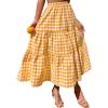 image:imageIDEALSANXUN Womens Gingham Maxi Skirts Elastic High Waisted Gingham Flowy Spring Summer Y2K Casual Boho Plaid SkirtOrange