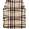 image:imageIDEALSANXUN Womens High Waist Plaid Skirt Bodycon Pencil Wool Mini SkirtsBrownkhaki