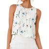 image:imageIDEALSANXUN Womens Linen Crop Tank Tops 2026 Spring Summer Beach Sleeveless TopsFloral Blue
