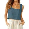 image:imageIDEALSANXUN Womens Linen Crop Tank Tops Cute Summer Sleeveless Cropped Cotton Linen TopsGrey Blue