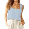 image:imageIDEALSANXUN Womens Linen Crop Tank Tops Cute Summer Sleeveless Cropped Cotton Linen TopsLight Blue