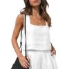 image:imageIDEALSANXUN Womens Linen Crop Tank Tops Summer Cute Sleeveless Square Neck Loose Fit Shirts BlousesWhite