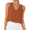 image:imageIDEALSANXUN Womens V Neck Cropped Linen Tank Tops Spring Summer Sleeveless ShirtsBrick Red
