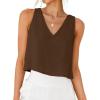 image:imageIDEALSANXUN Womens V Neck Cropped Linen Tank Tops Spring Summer Sleeveless ShirtsCoffee